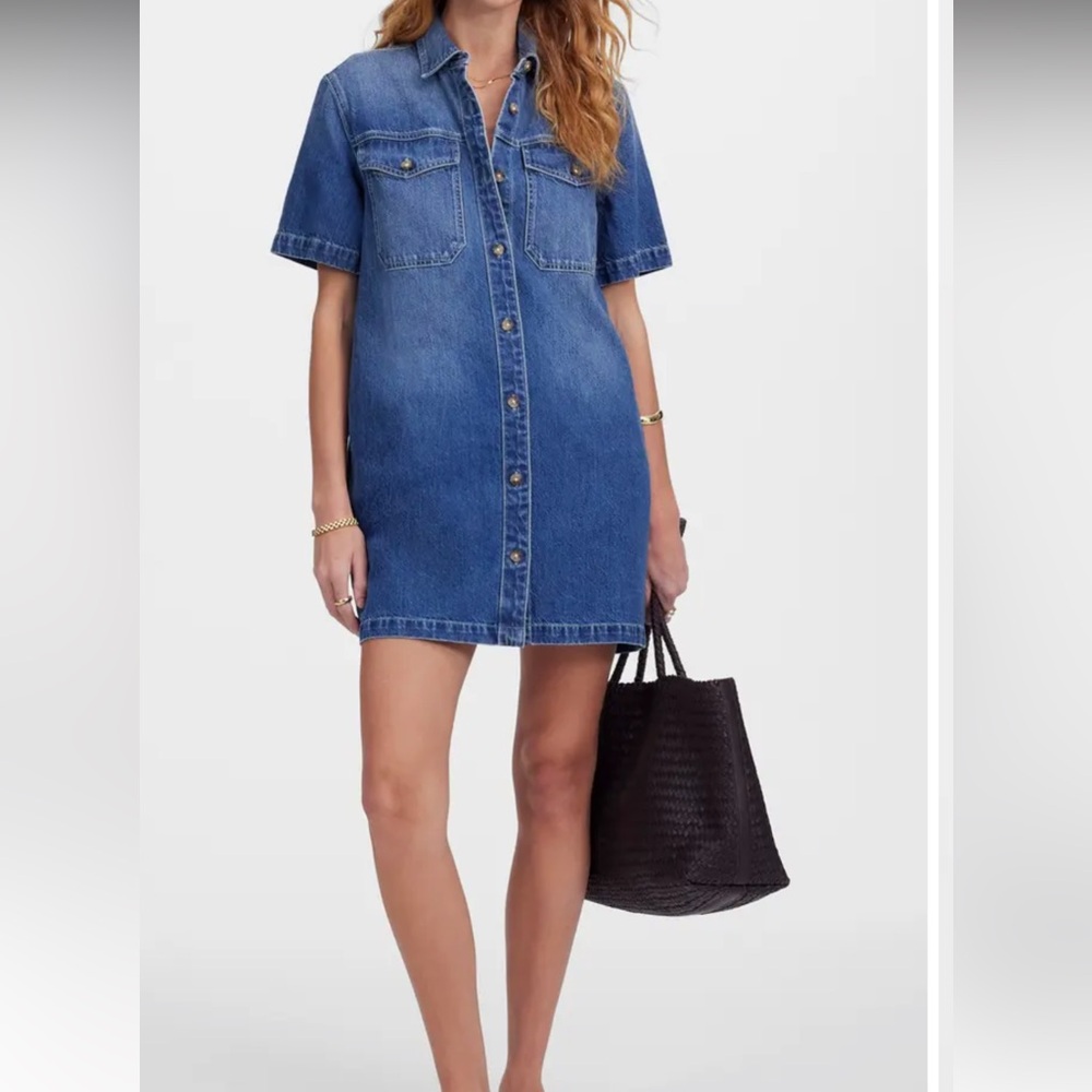 Denim Button-Front Mini Dress